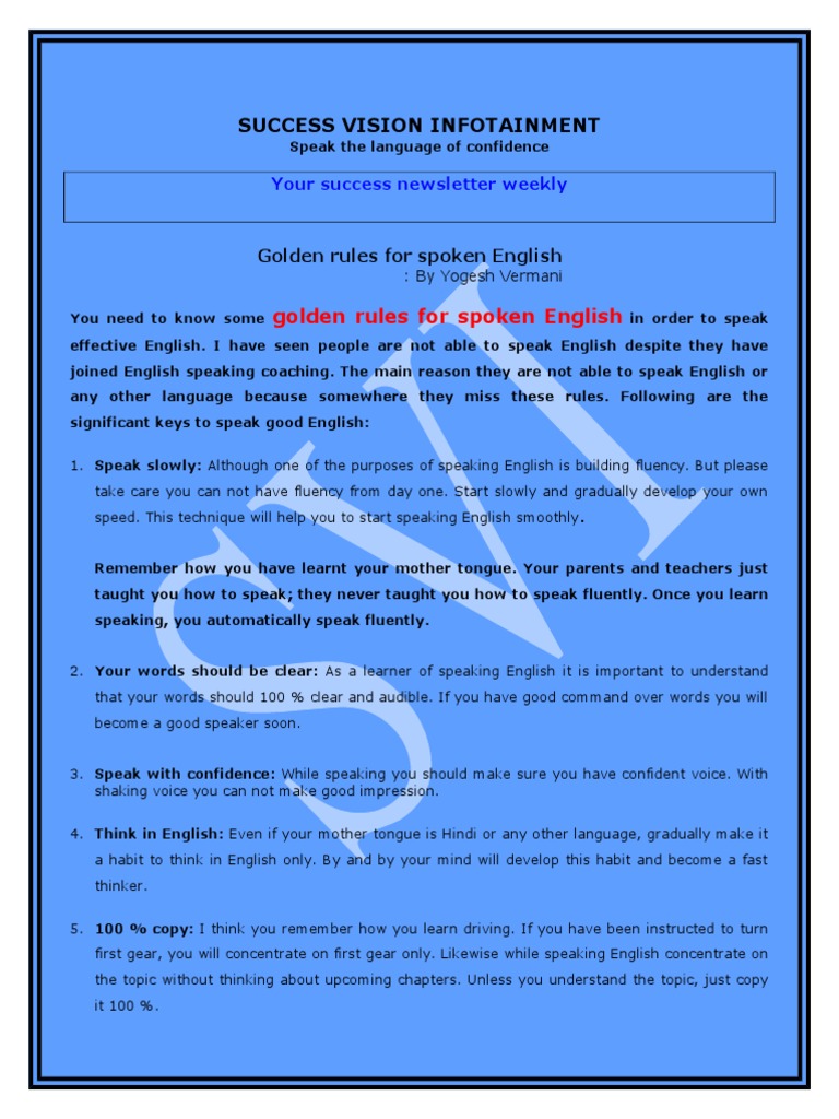Golden Rules for Spoken English | PDF | English Language | Human ...