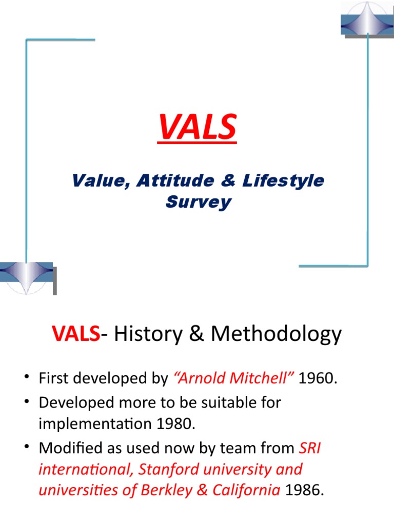 VALS Value Attitude Lifestyle Survey | PDF | Motivation | Motivational
