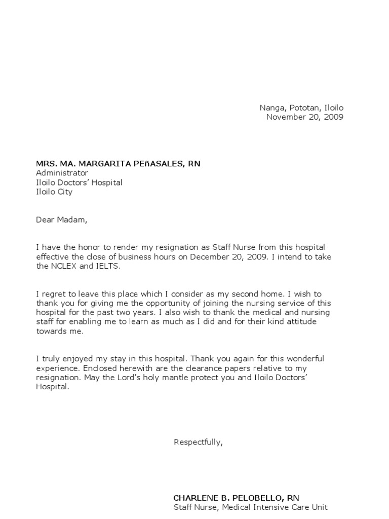 Resignation Letter