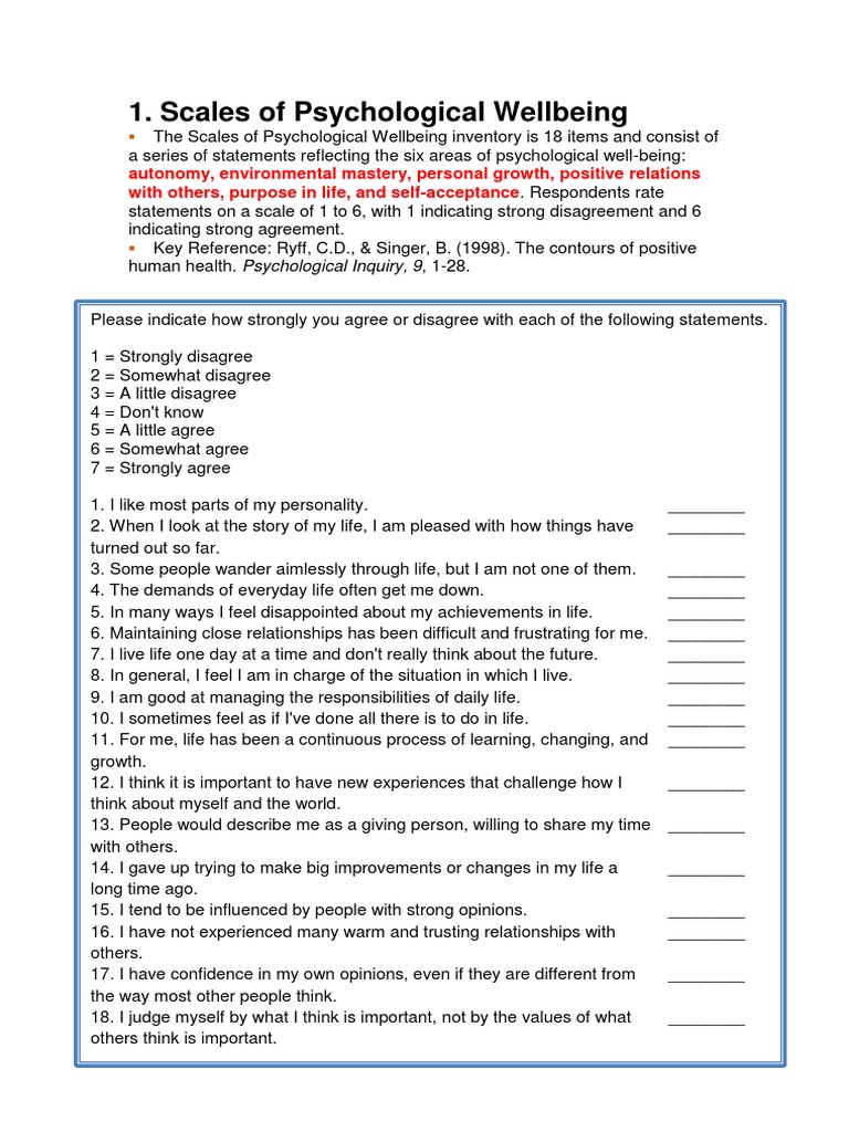Psychological Scales PDF Mindfulness Happiness