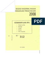 SNMPTN 2008 Kemampuan IPA Kode 312