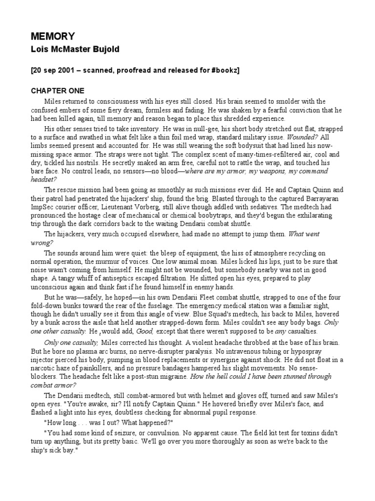 Lois Mcmaster Bujold Memory PDF Nature