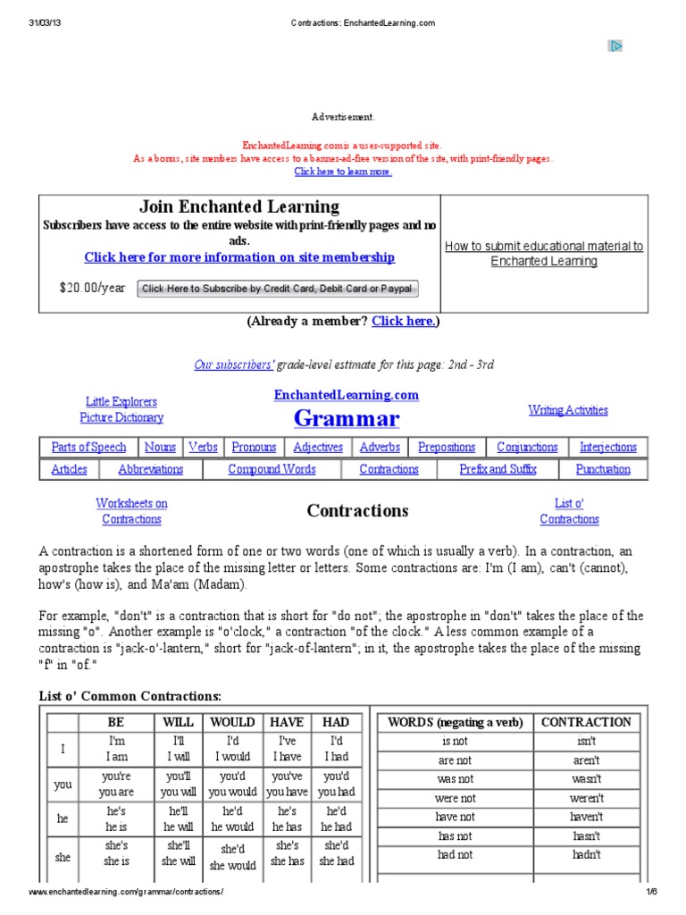Grammar: Join Enchanted Learning | PDF