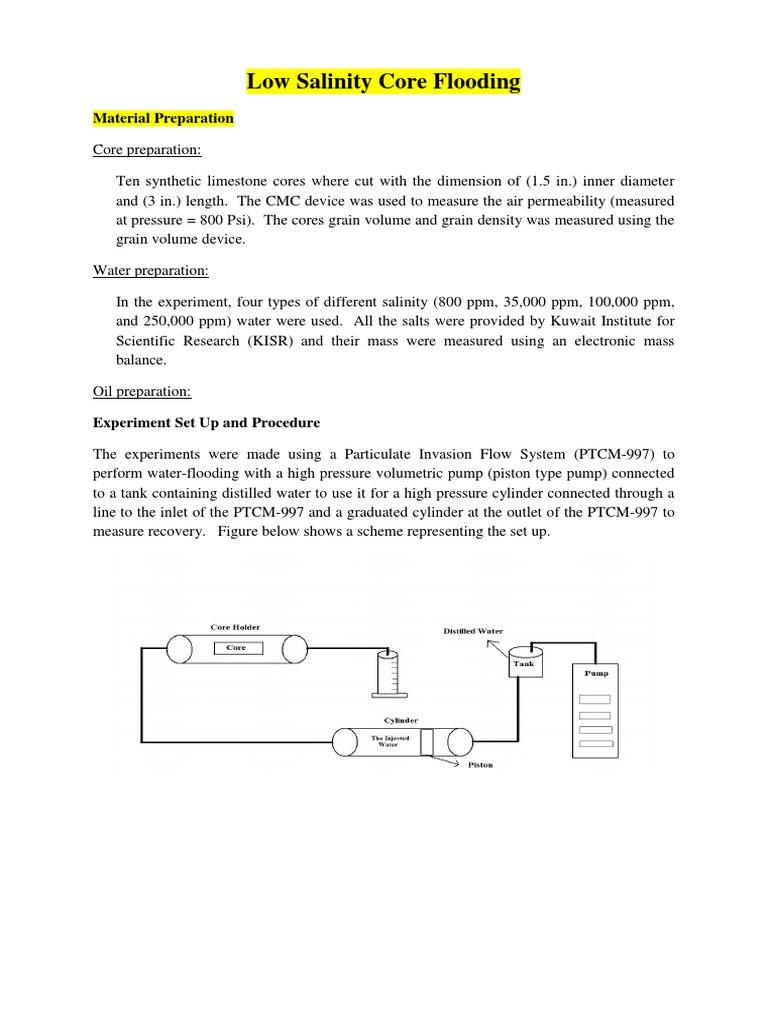 Low Salinity Core Flooding Experiment Setup | PDF | Technology ...