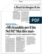 De Magistris - Renzi Ha Bisogni Di Me - Mi Ricandido Per Il Bis - Nel PD ? Mai Dire Mai