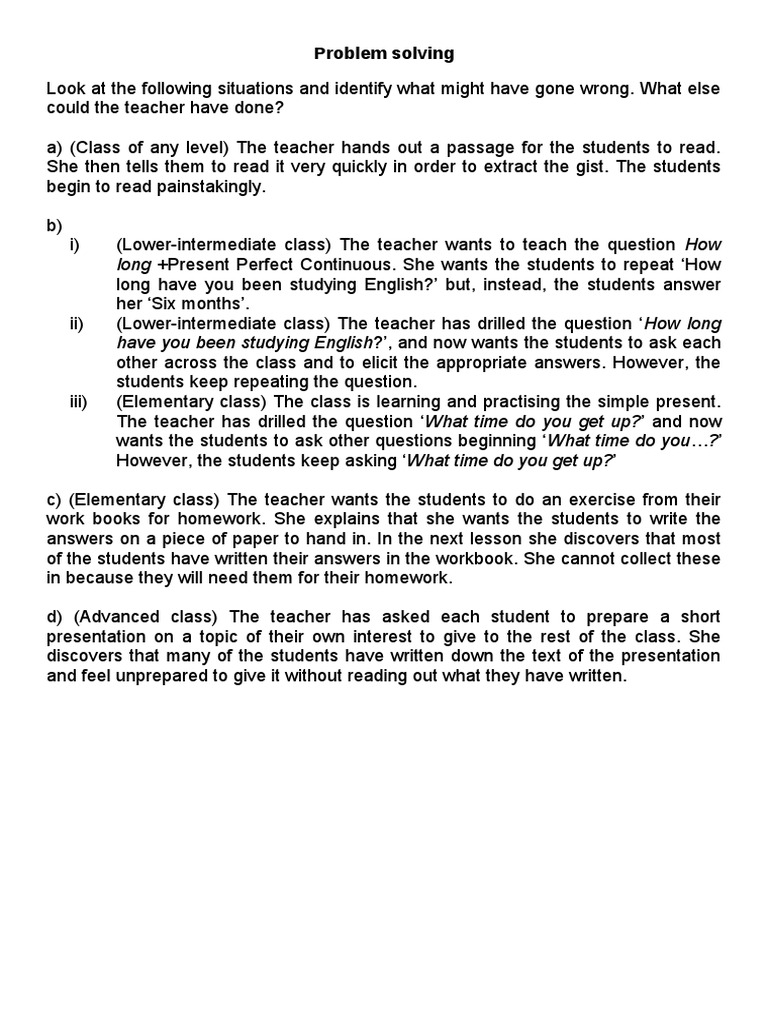 Classroom Interaction Problem Solving | PDF | Teachers | Applied Psychology