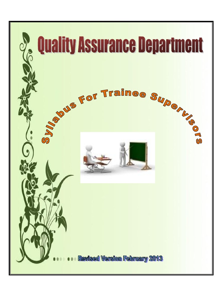 Syllabus For TR Supervisors Quality Assurnace PDF Knitting Sewing
