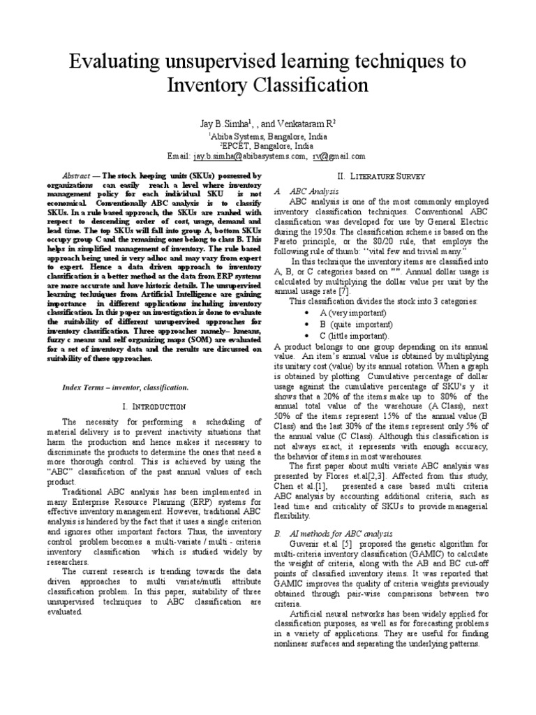 AI for Inventory Classification | PDF | Cluster Analysis | Applied ...