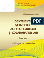 Contributii Stiintifice Ale Profesorilor Si Colaboratorilor: Anuar 2012