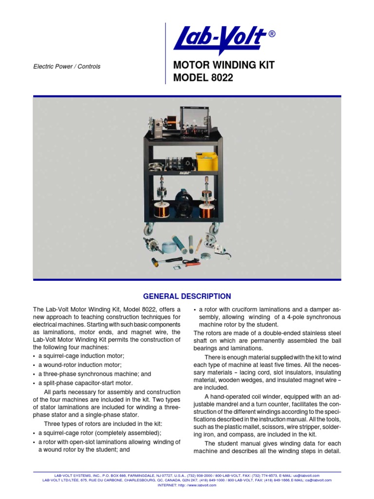 Electric motor winding data sheet free