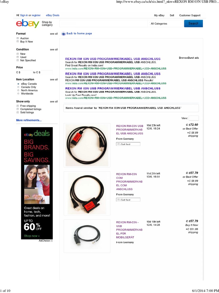 Rexon RN-03N Programming Cable | PDF | E Bay | Business