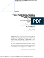 Oakes, D.W Ferris, G. R Martocchio, J. J Buckley, M R Broach, D..2001. Cognitive Ability and Personality Predictors of Training Program Skill Acquisition and Job Performance