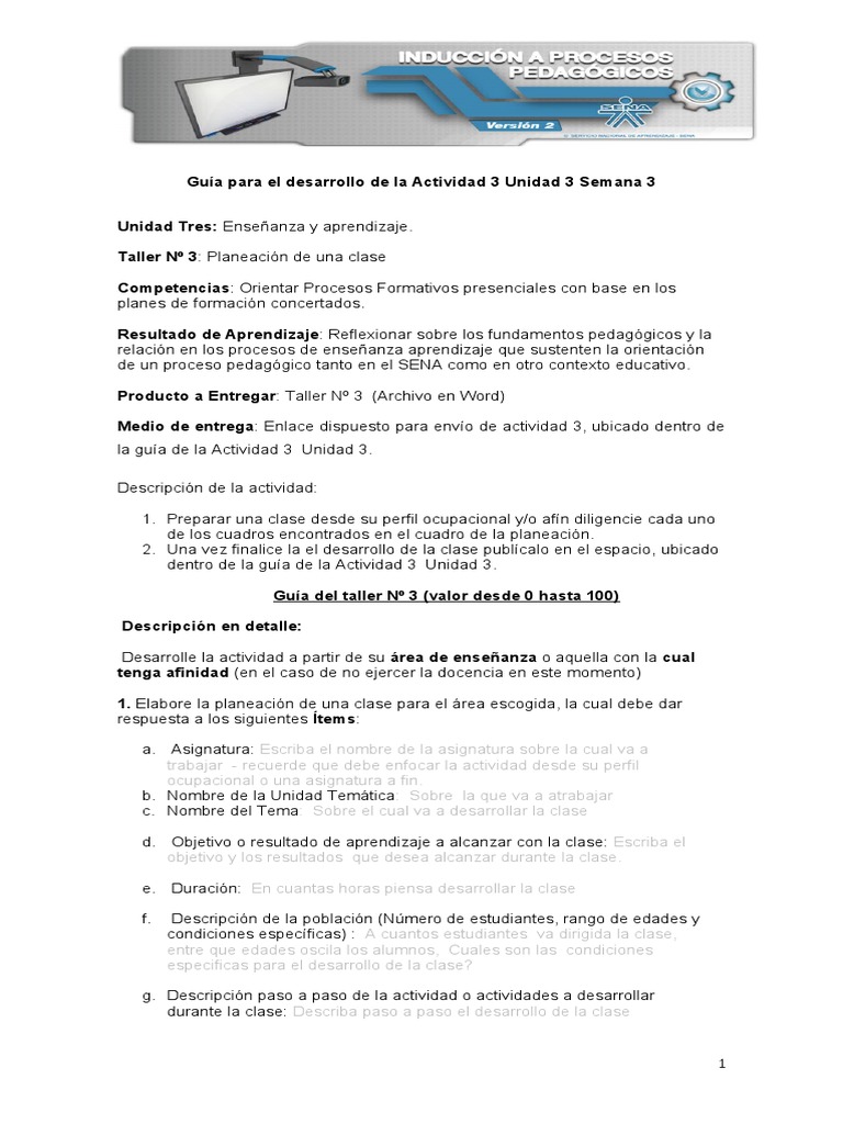 Guia de La Actividad 3 Unidad 3 Semana 3 | PDF | Aprendizaje | Cognición