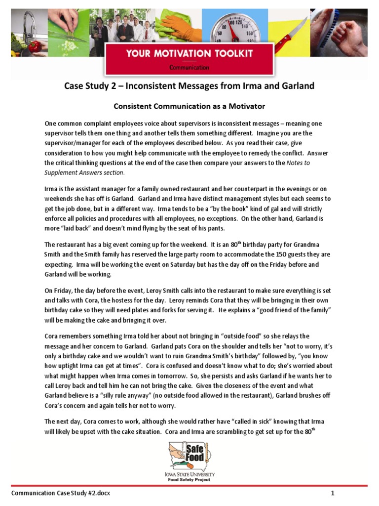 Inconsistent Supervisor Communication Issues | PDF | Foodborne Illness ...