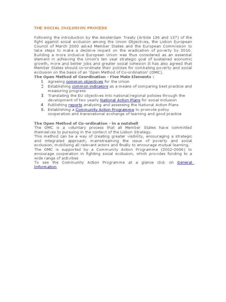 The Social Inclusion Process | PDF | Social Science