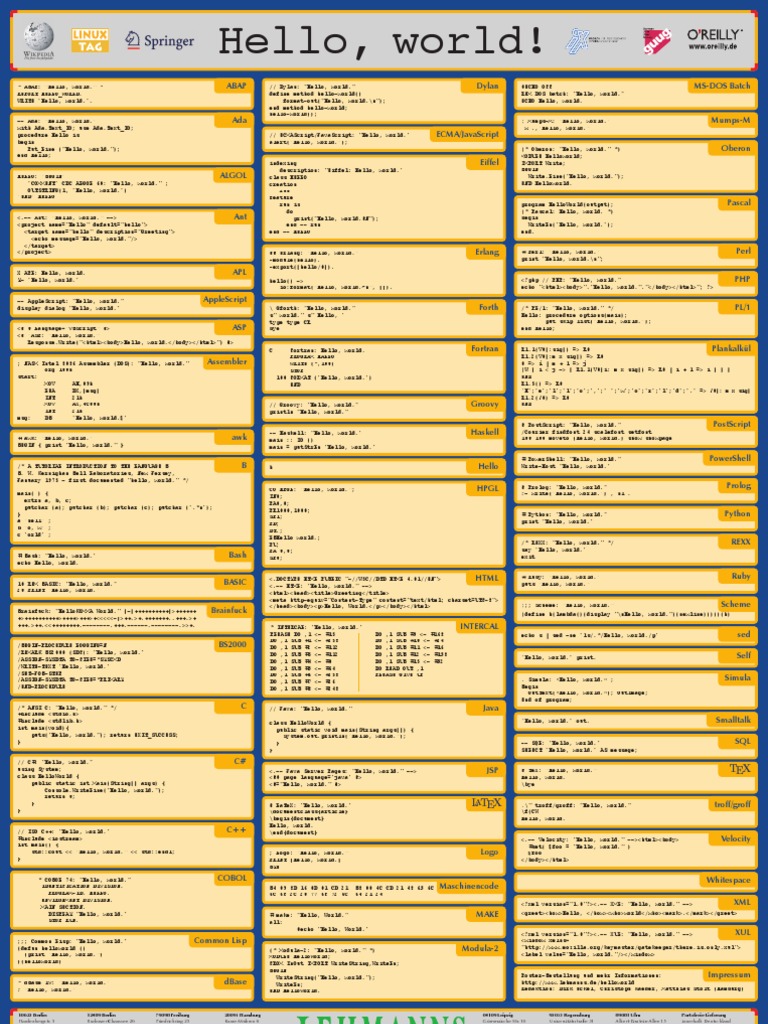 "Hello, World!" in 66 Programming Languages | PDF | Programming ...