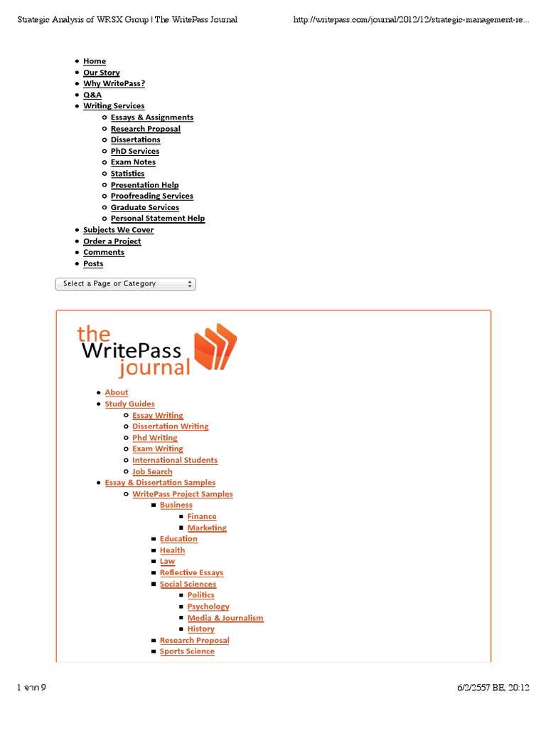 Strategic Analysis of WRSX Group - The WritePass Journal | PDF | Business