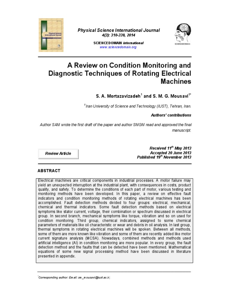 A Review On Condition Monitoring and Diagnostic Techniques of Rotating ...