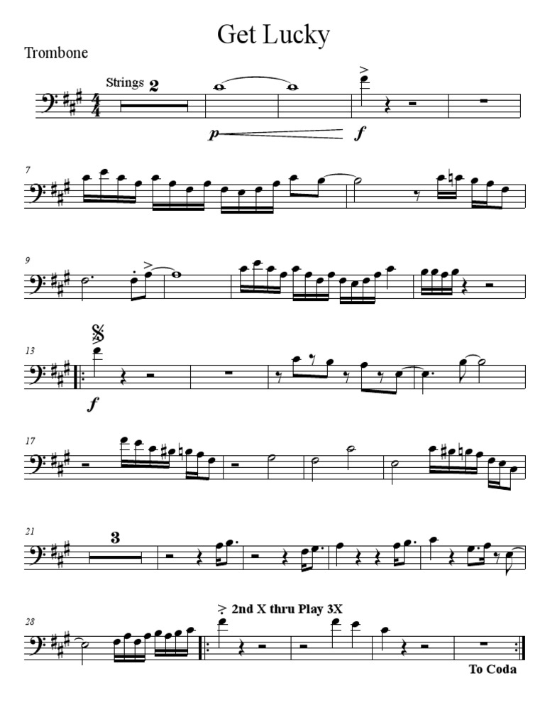 Get Lucky - Trombone | PDF | Arts du langage et discipline | Maison et ...