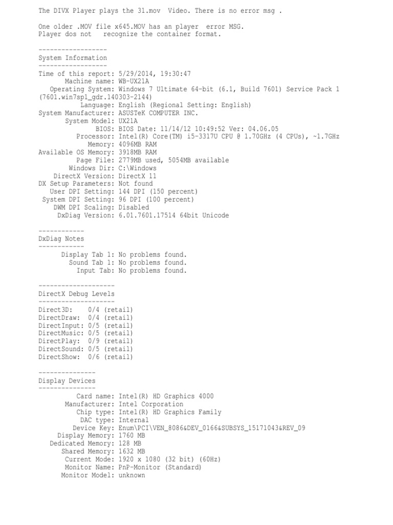 DIVX Player Error with MOV Files | PDF | Personal Computers | Operating ...