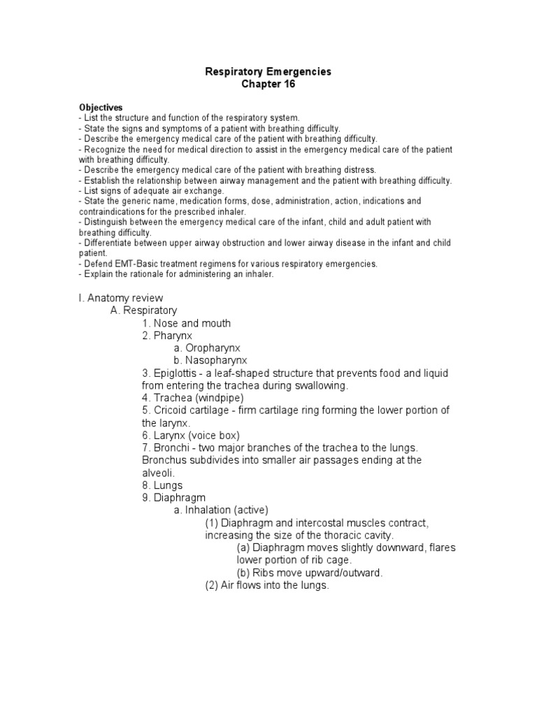 Types of Respiratory Emergencies | PDF | Respiratory System ...