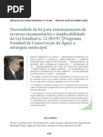 Necessidade de Lei Remanejamento