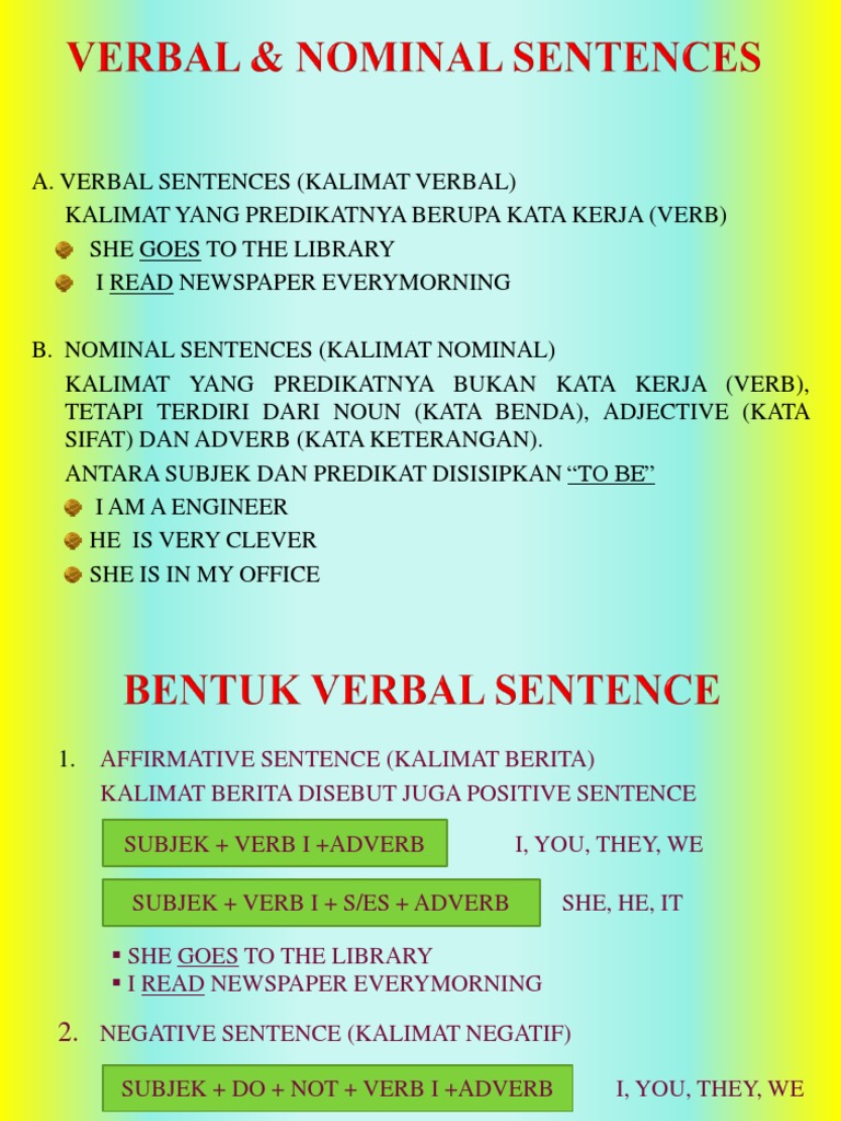 Verbal Nominal Sentences Verb Adverb