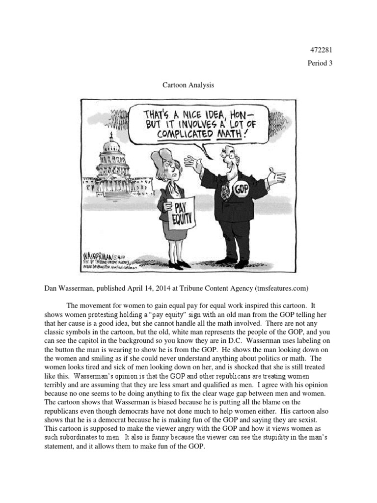Cartoon Analysis | Equal Pay For Equal Work | Republican Party (United