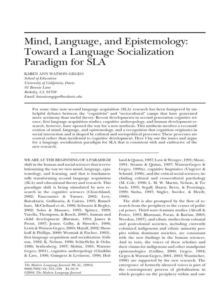 Mind Language and Epistemology | PDF | Cognitive Science | Epistemology