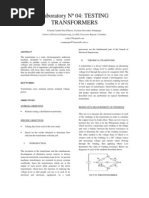 Laboratory Report #04 Testing Transformers