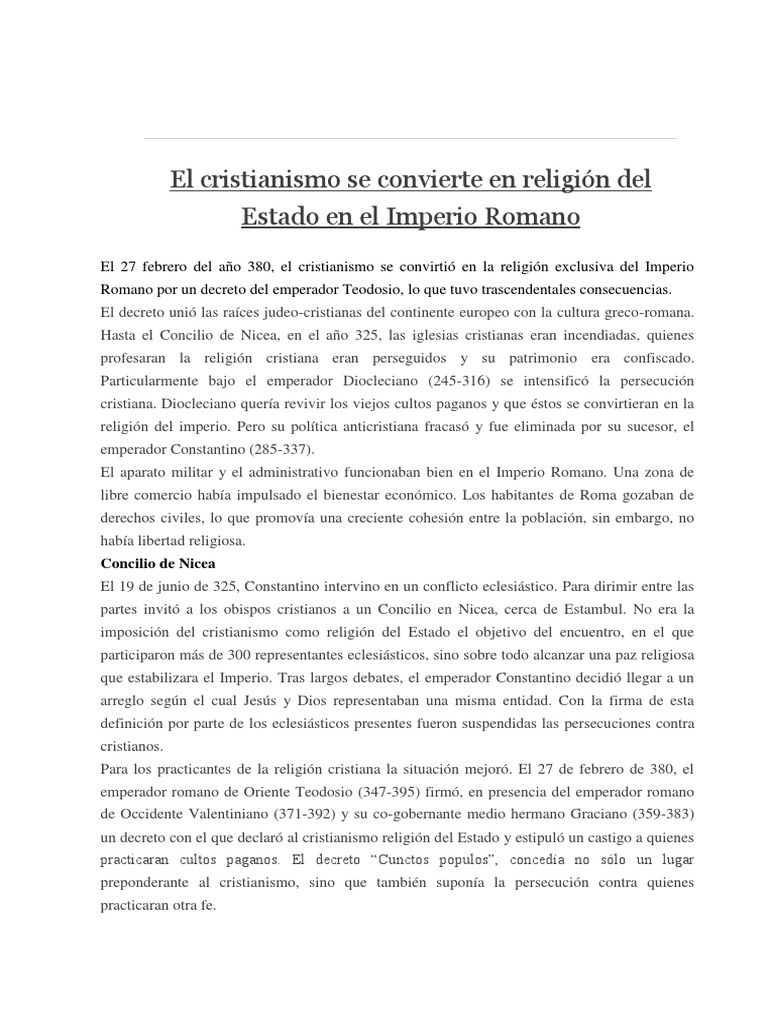 Oficialización del cristianismo en Roma | PDF | Constantino el grande ...