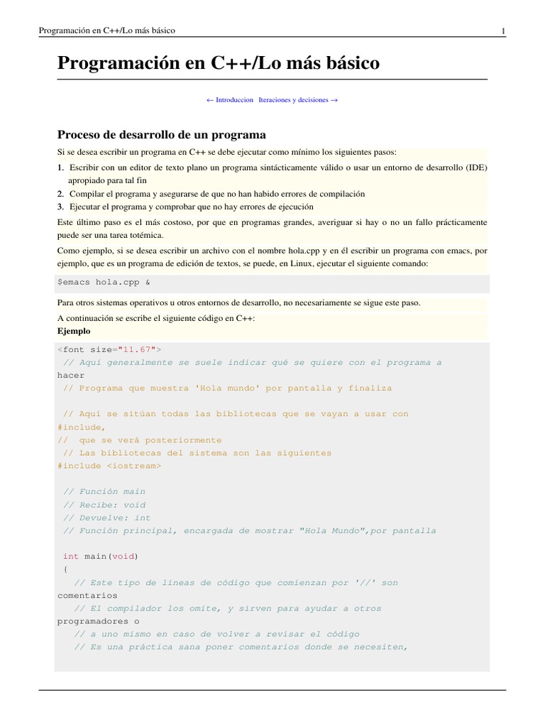 Programación en C++-Lo Más Básico | PDF | C ++ | Poco