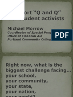 A Short "Q and Q" For Student Activists: Michael Morrow