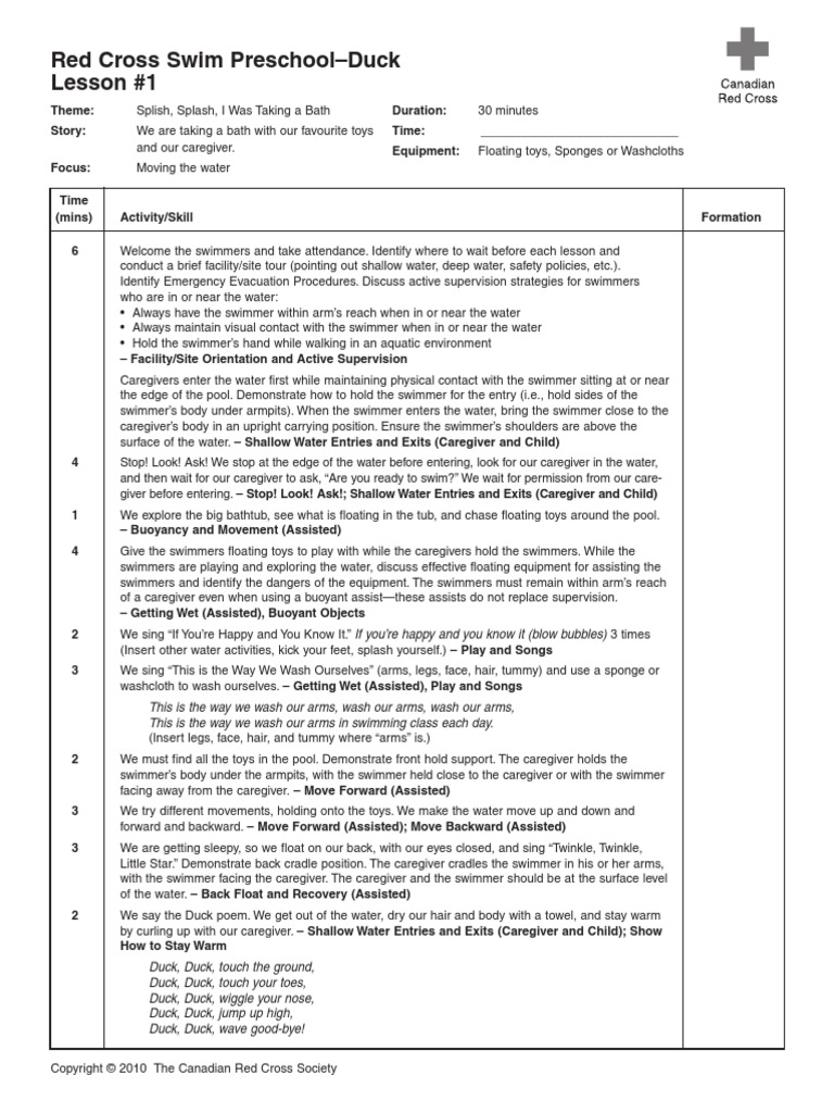 RCSP Duck Lesson Plans | PDF | Swimming | Buoyancy
