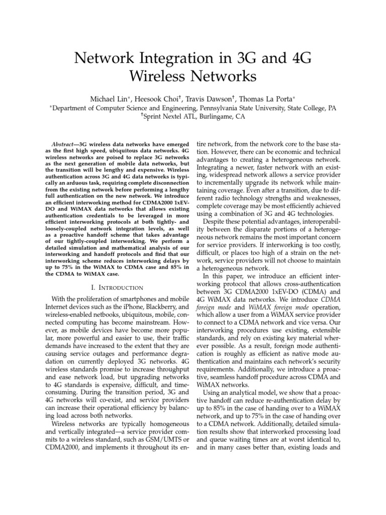 Efficient 3G-4G Network Integration Methods | PDF | Technology ...