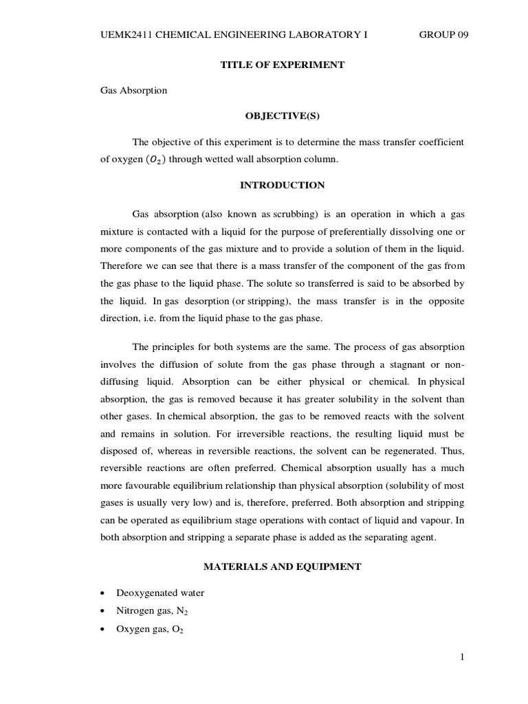 Gas Absorption Report.pdf Absorption (Chemistry) Solution