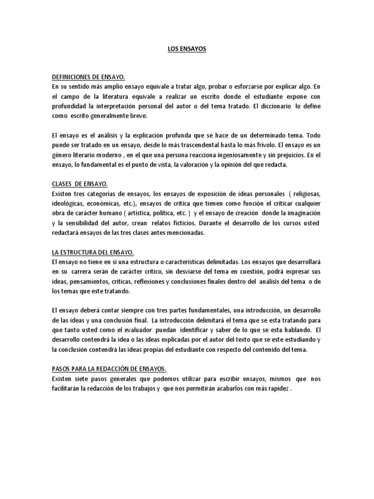 Los Ensayos Ensayos Retórica
