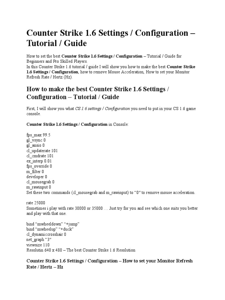 settings counter strike 1.6