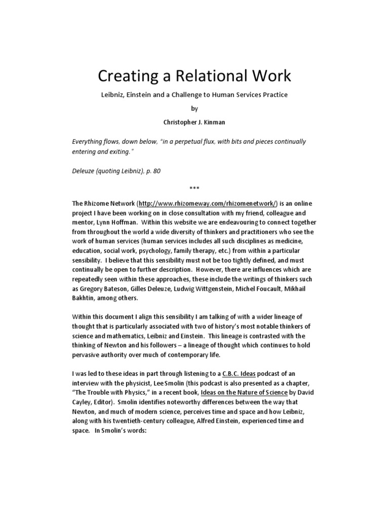 Creating A Relational Work | PDF | Isaac Newton | Space