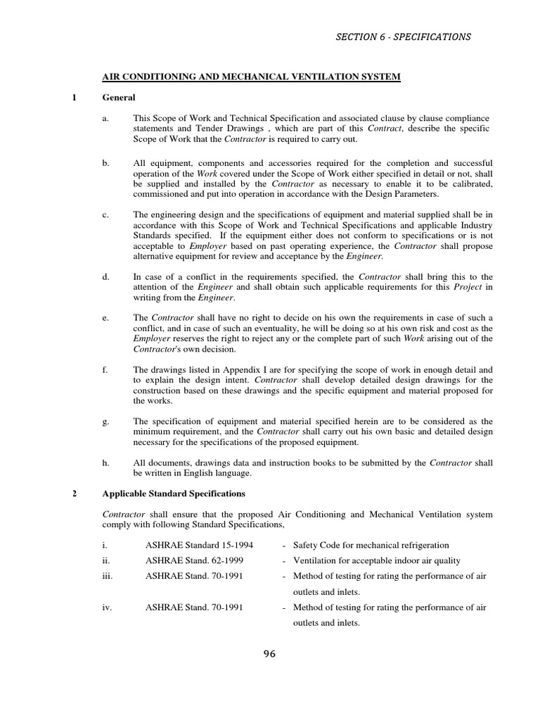 Air Conditioning System Specifications | PDF | Duct (Flow) | Electrical ...
