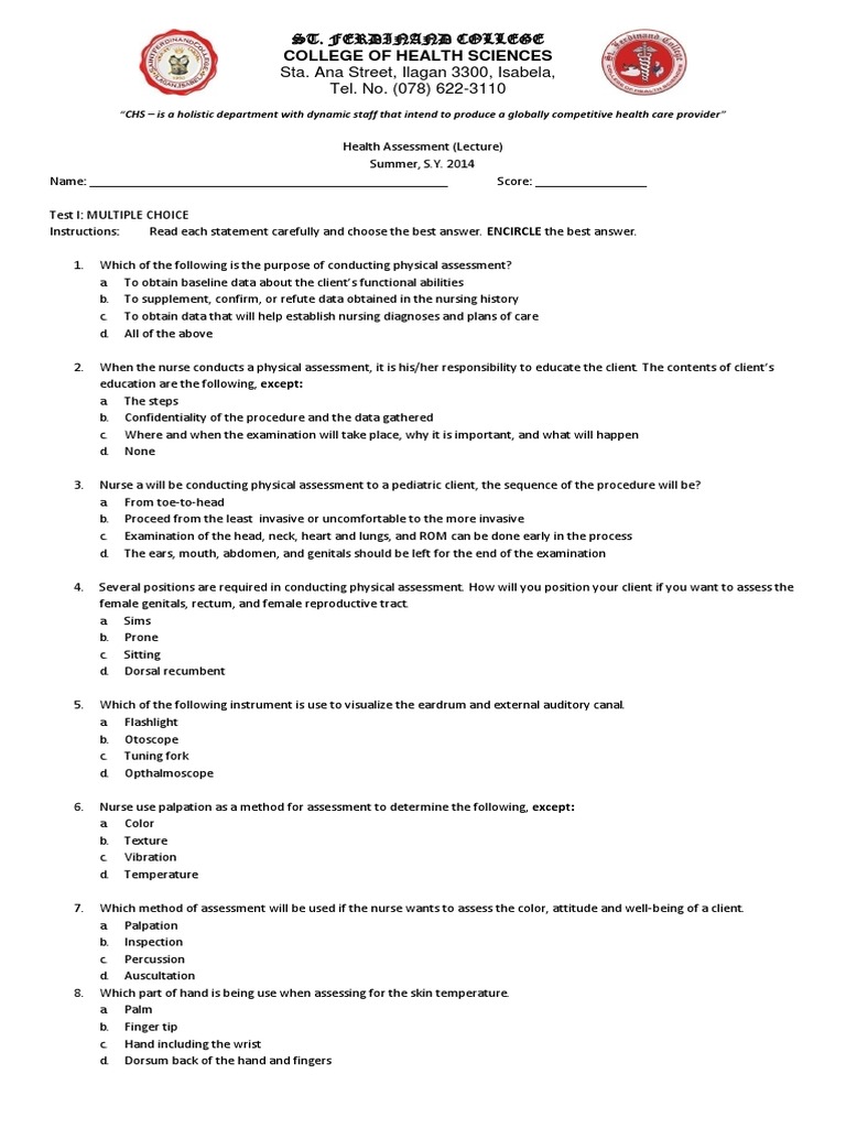 Health Assessment Hearing Ear