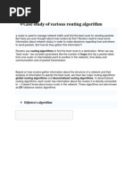 Case Study of Various Routing Algorithm