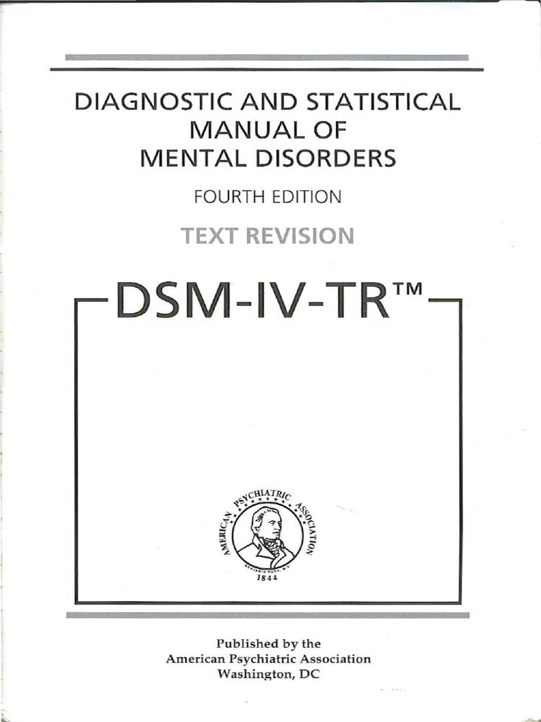 DSM IV TR | Diagnostic And Statistical Manual Of Mental Disorders ...