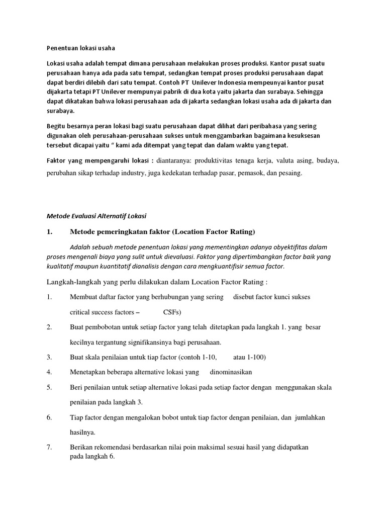 Penentuan Lokasi Usaha