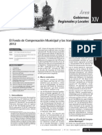 Gobiernos Regionales y Locales: El Fondo de Compensación Municipal y Las Transferencias Año 2012