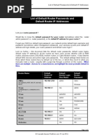 Network 4-Admin List of Default Router Passwords and IP Addresses Netgear D-Link Belkin Linksys Others