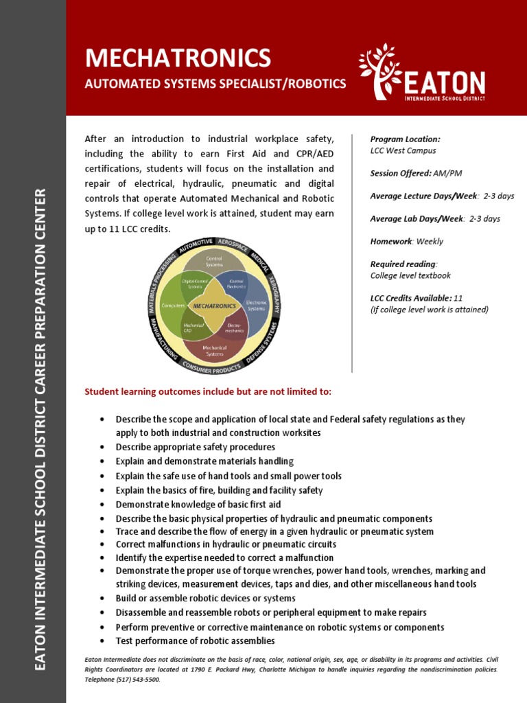Mechatronics Program Description 1 | PDF | Automation | Secondary School