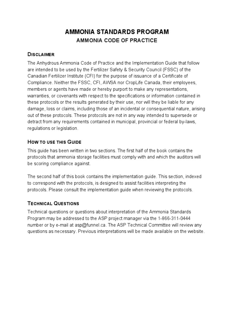 Ammonia Code of Practice Guide | PDF | Audit | Pipe (Fluid Conveyance)