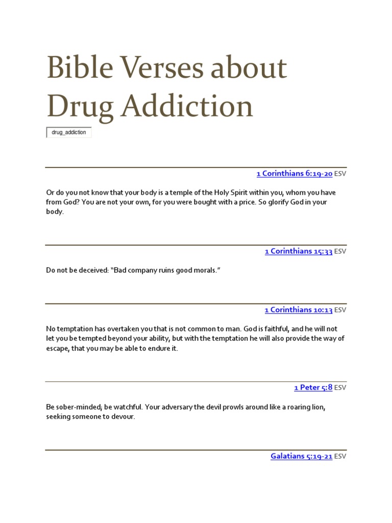 Bible Verses About Drug Addiction Elijah Saint Timothy
