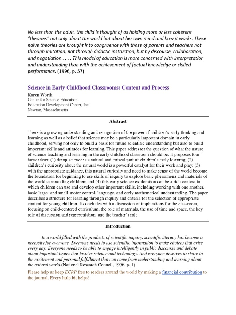 Teaching Science in | PDF | Scientific Method | Early Childhood Education